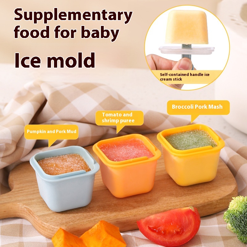 Household Baby Food Ice Cube Mold Can Quickly Freeze Ice,Press Ice Cubes,Ice Cream,Popsicles With Lid,Ice Cream Mold