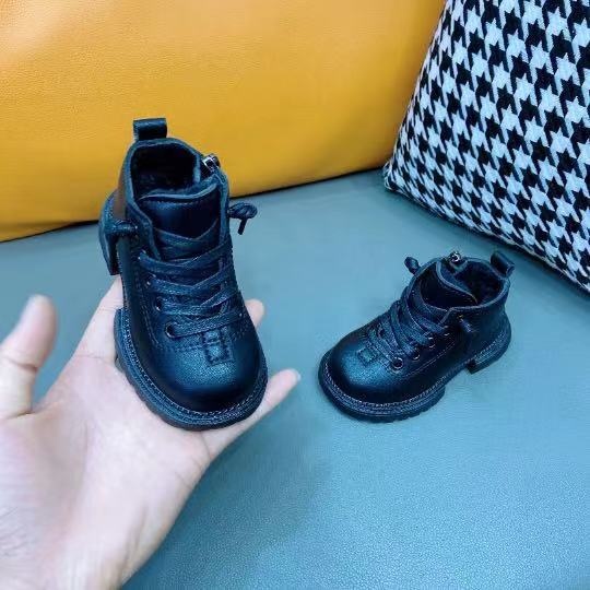 Autumn Warm Viscose Shoes Sgs One Size Black Microfiber Leather Low-top Children's Artificial Fur Children's Shoes