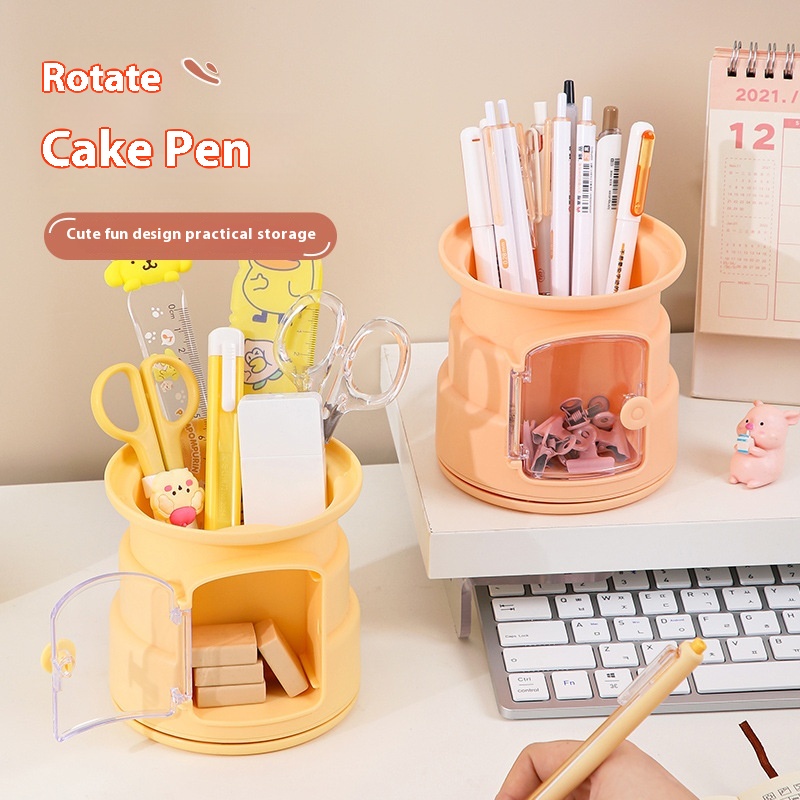 Style Makeup Brush Storage Tube Multifunctional Dormitory Student Pen Holder Office Stationery Rotatable Desktop Storage Box