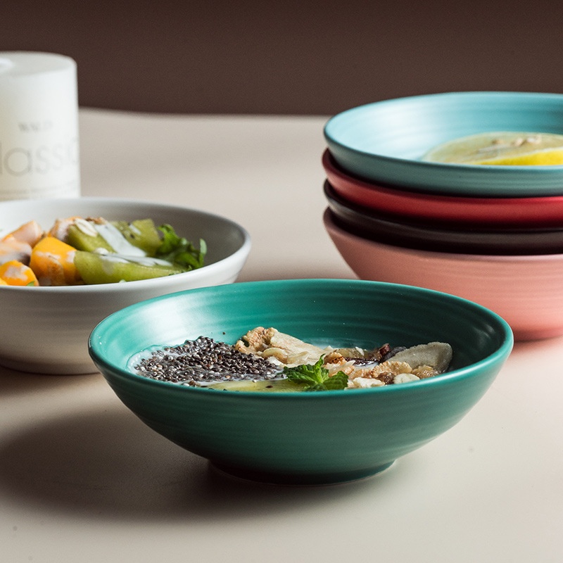 Nordic High-value Ceramic Bowl Household Salad Dessert Bowl Restaurant Bird's Nest Shark Fin Bowl Hotel Creative Tableware