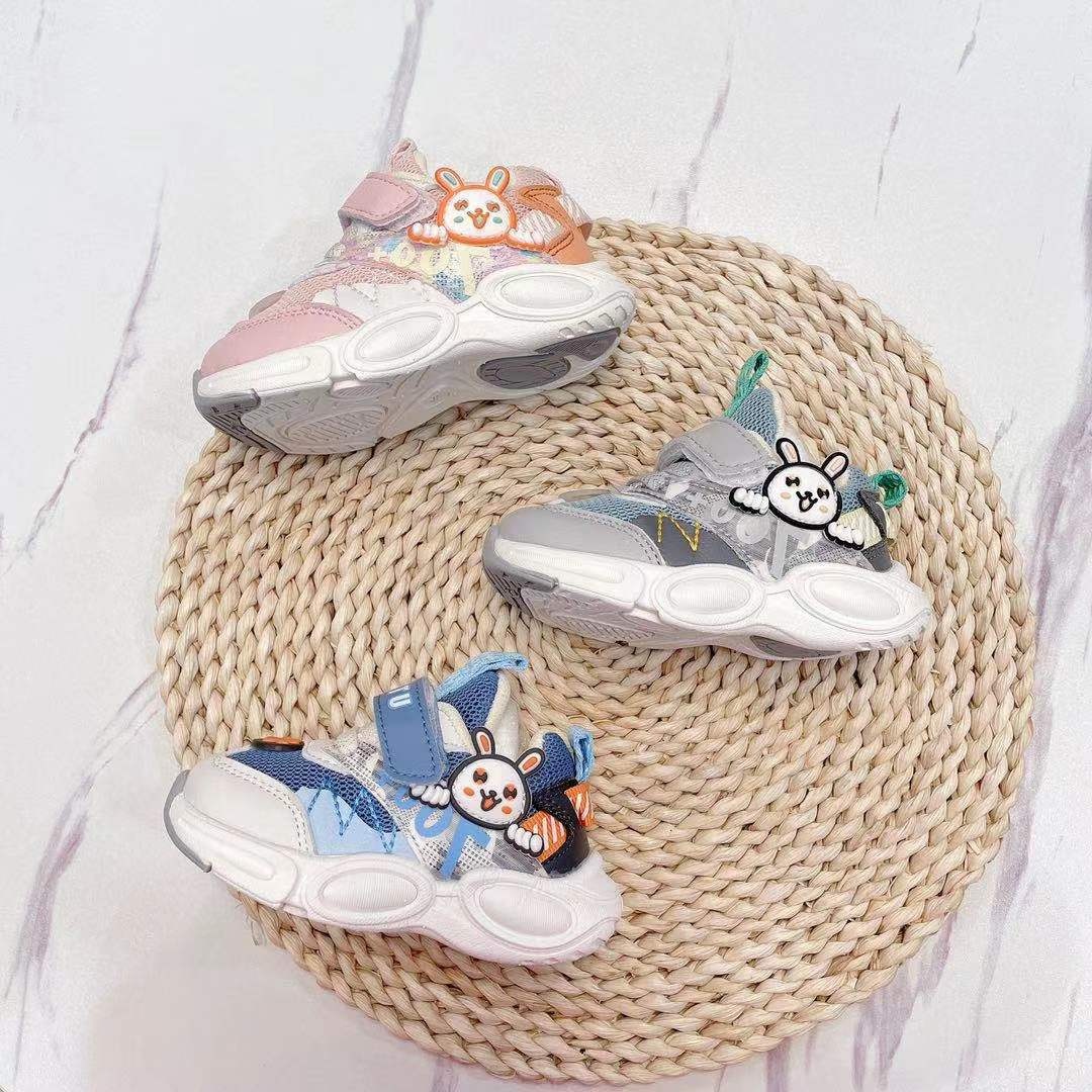Autumn Children's Korean Style Sports Shoes Soft Sole Breathable Mesh Cute Boys And Girls Velcro Casual Toddler Shoes