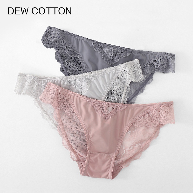 Summer Hot-selling Ice Silk Pure Cotton Crotch Lace Fabric Low Waist Sexy Seamless Pure Desire Briefs For Young Ladies