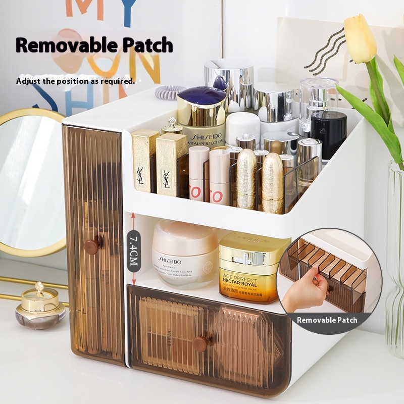 Haixing Strictly Selects Light Luxury Cosmetics Storage Box With Large Capacity Lipstick Mask Skin Care Products Desktop Storage Box