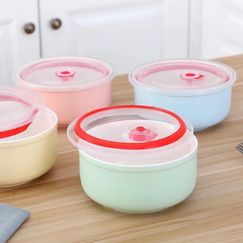 6 Inch Ceramic Lid Freshtant Noodle Bowl Household Sealed Rice Bowl Bento Glaze Ceramic Bowl Set