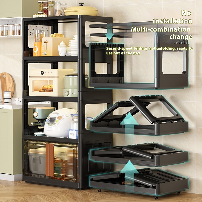 Freetallation Living Room Snack Book Removable Rack Home Multi-layer Foldable Kitchen Cabinet Rack