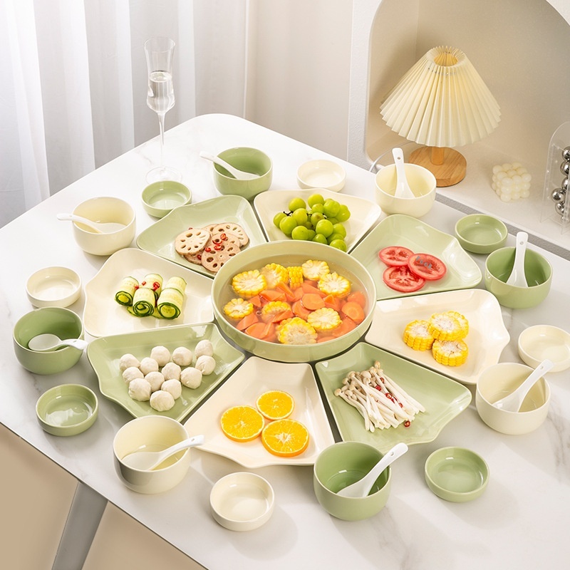 Cream Style High Value Ceramic Tableware Set Platter Bowl Set Home Year's Eve Dinner Tableware Bowl And Dish Set