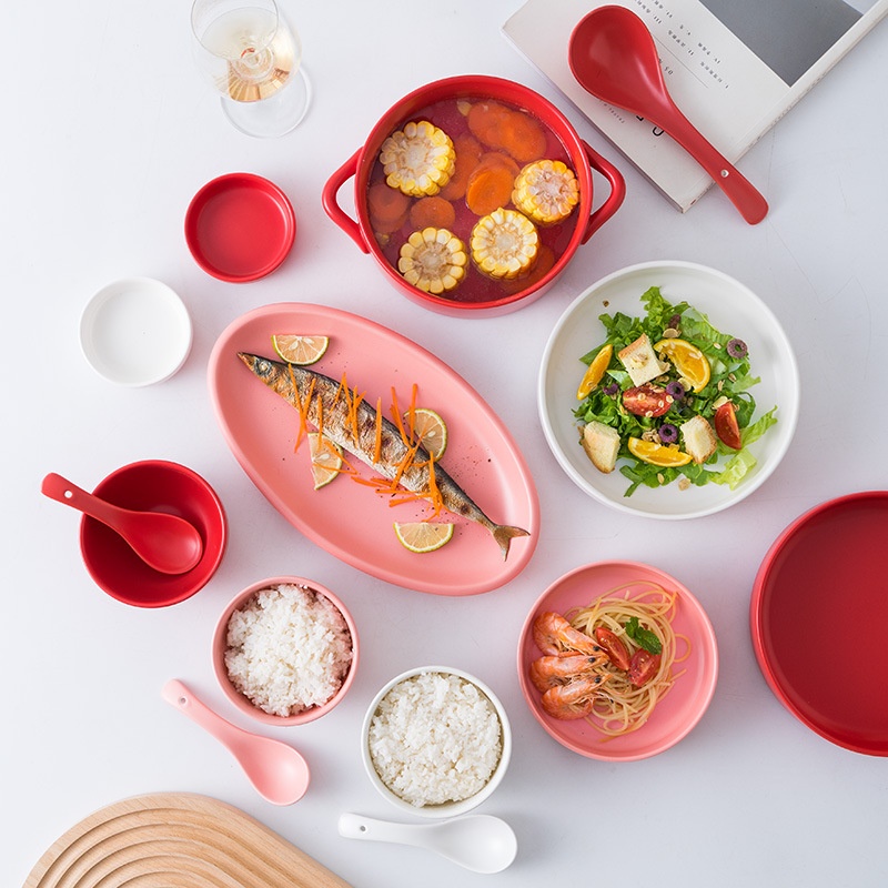 High-value Ceramic Soup Bowl Rice Bowl Household Bowl Plate Hotel Dinner Plate Net Red Tableware Set