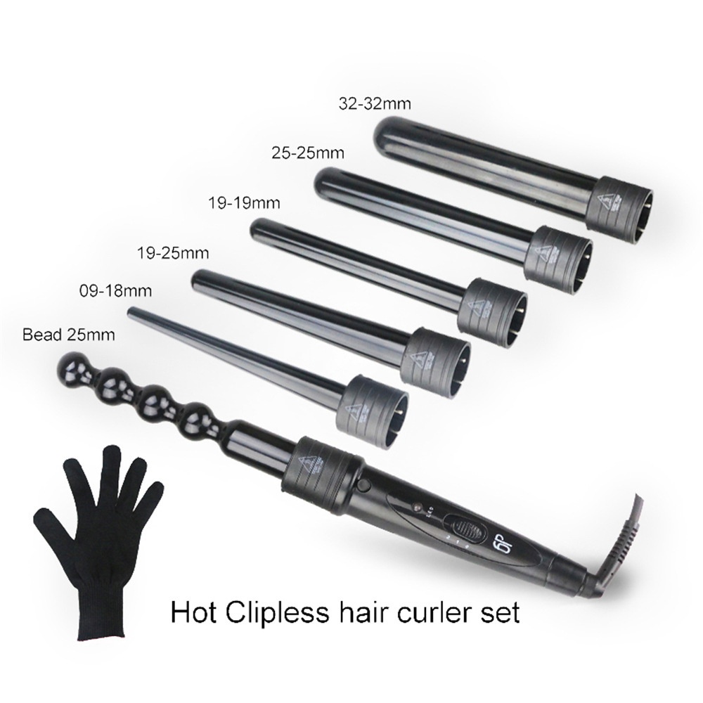 6 In1 Multifunctional Curling Iron Head Changing LEDDisplay Curling Iron Ceramic Multi-speed Temperature Adjustment6p