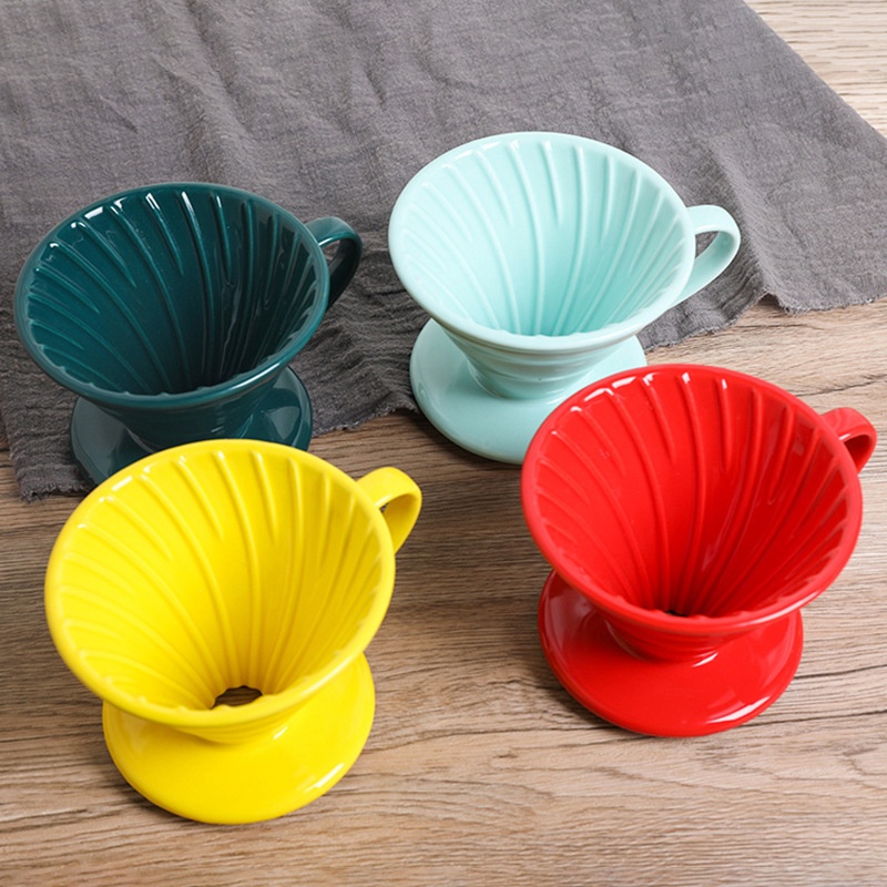 Ceramic Hand Brewed Coffee Filter Cup V60 Conical Filter Thread Drip Coffee Cup Creative Coffee Utensil