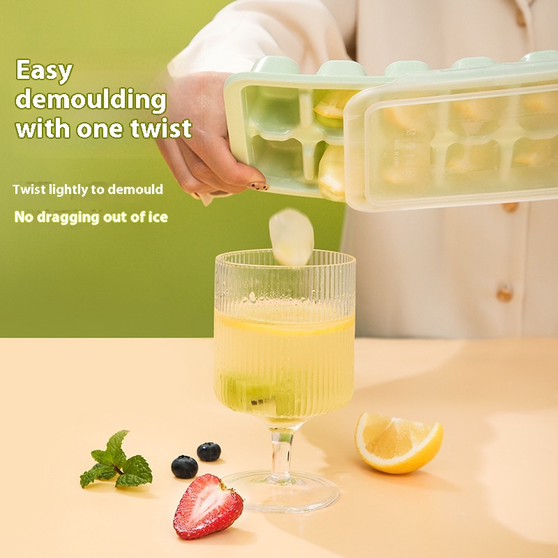 Creative Ice Cube Mold With Lid,Press-on Ice Tray,Household Food Grade Refrigerator Frozen Ice Cube Making Ice Box Ice Making Mold