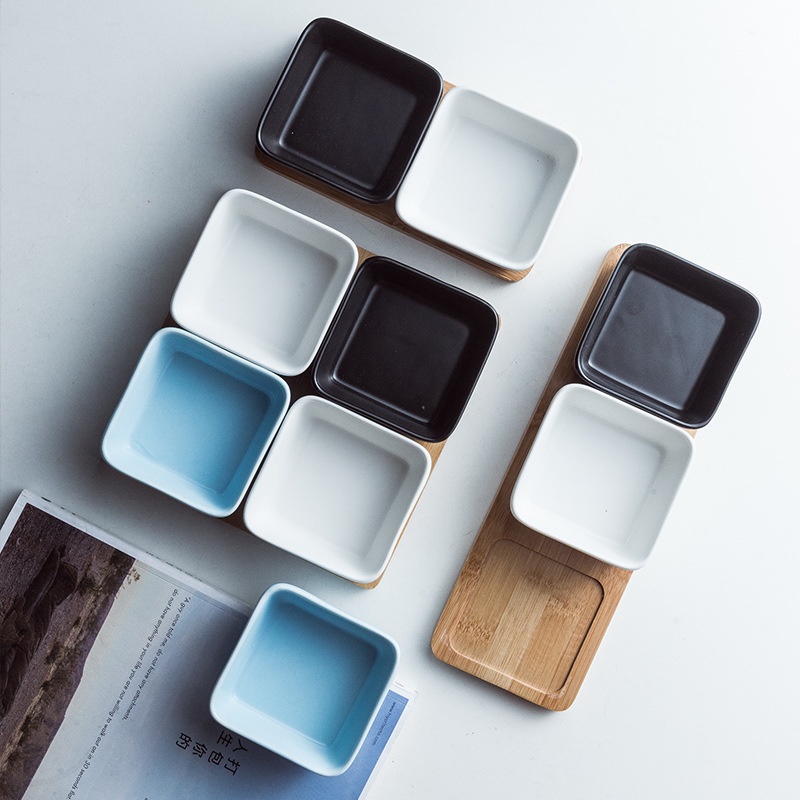 Nordic Ceramic Compartment Snack Plate Household Dried Fruit Dessert Plate Creative Snack Platter Soy Sauce Seasoning Plate