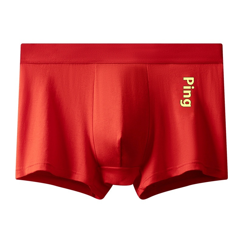 Men's Underwear Cotton Bright Red Boxer Briefs