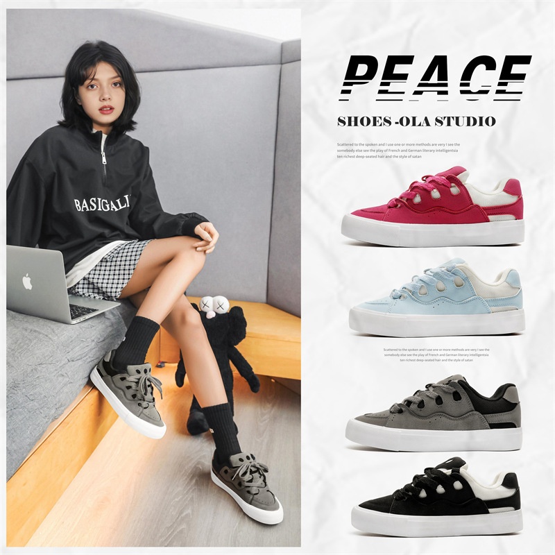 Style Niche Bread Shoes Thick Sole Casual German Training Shoes Fashionable Couple Dad Shoes Lace-up Men And Women Running Skateboard Shoes