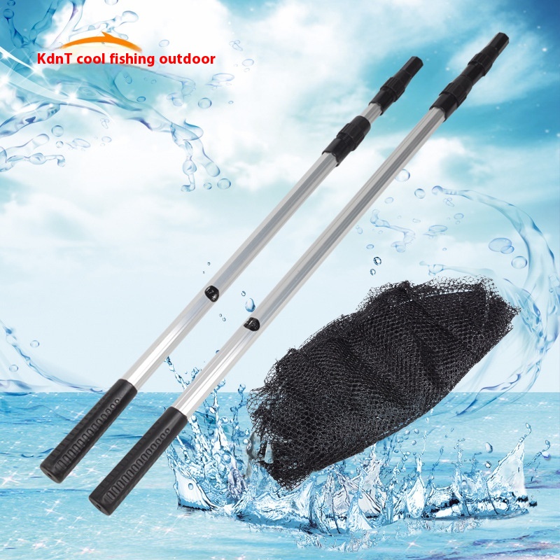 Aluminum Alloy Scoop Net Telescopic Positioning Fish Scoop Net Bag Scoop Net Dense Mesh Scoop Net Head Full Set Of Fishing Gear Accessories