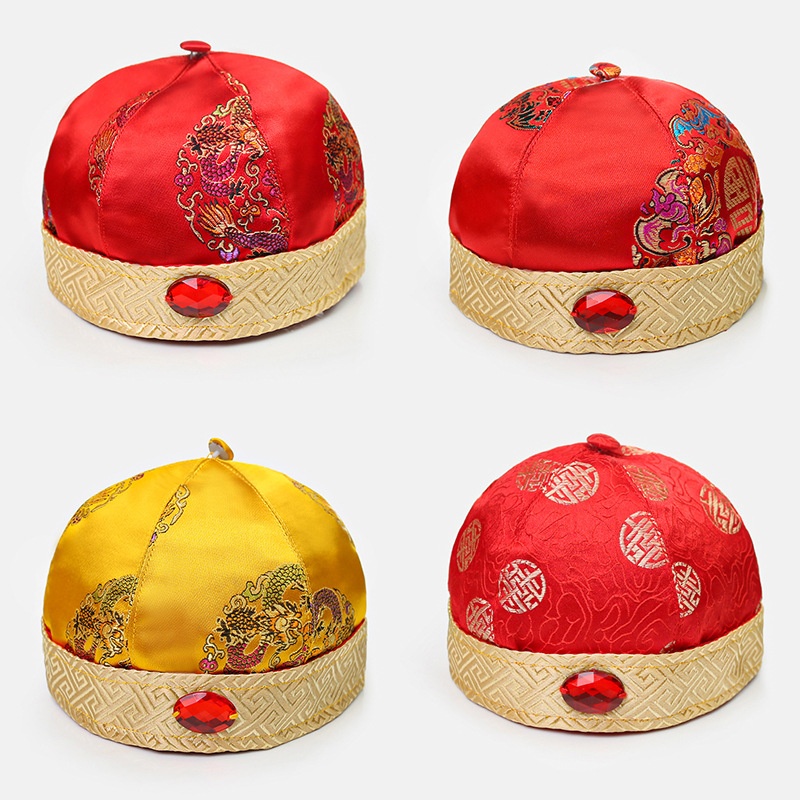 Style Baby Boy And Girl Baby Week-old Tang Suit Children's Hatborn Baby One-year-old Head Landlord Hat Full Moon One-year-old Hat