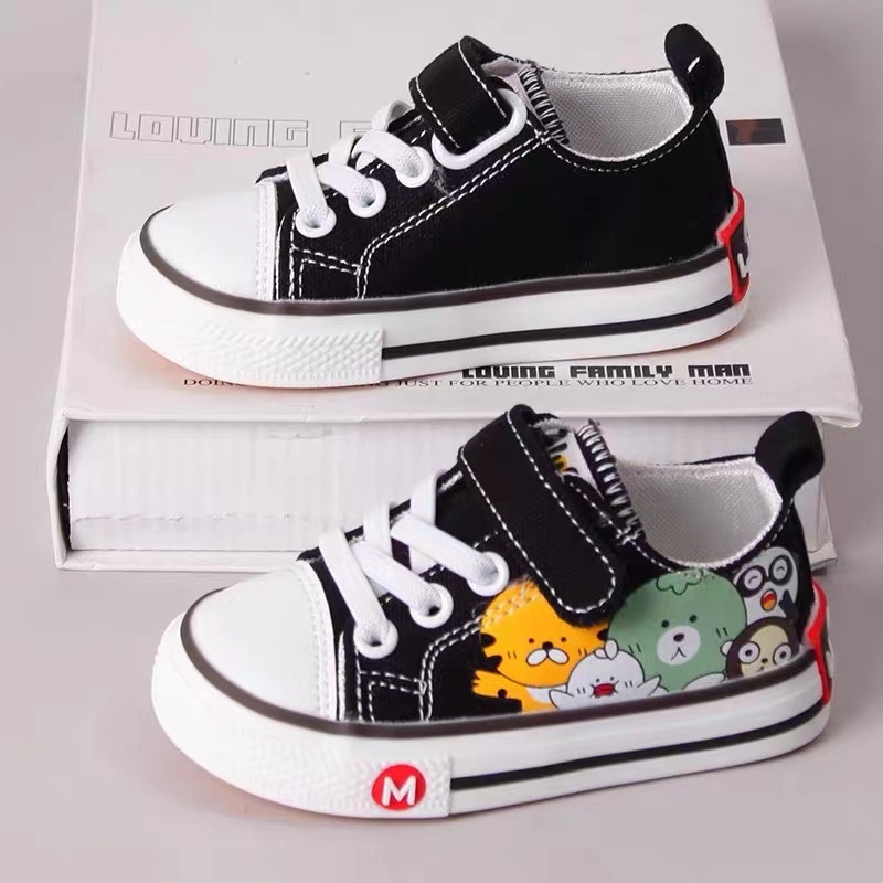 Children's Canvas Shoes Baby Toddler Shoes Soft Sole Cartoon Velcro Boys Cloth Shoes Children Girls Casual Shoes