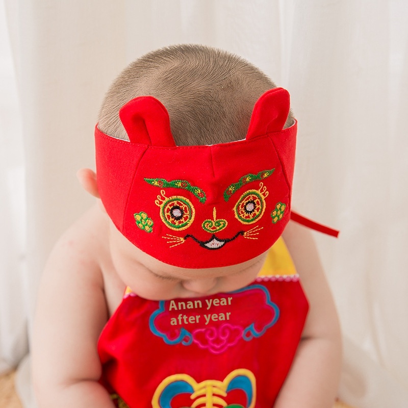 Style Tiger Head Hat Chinese Style Traditional Ethnic Style Tiger Head Embroidered Hat Infant Full Moon Tiger Head Circle Hat Four Seasons