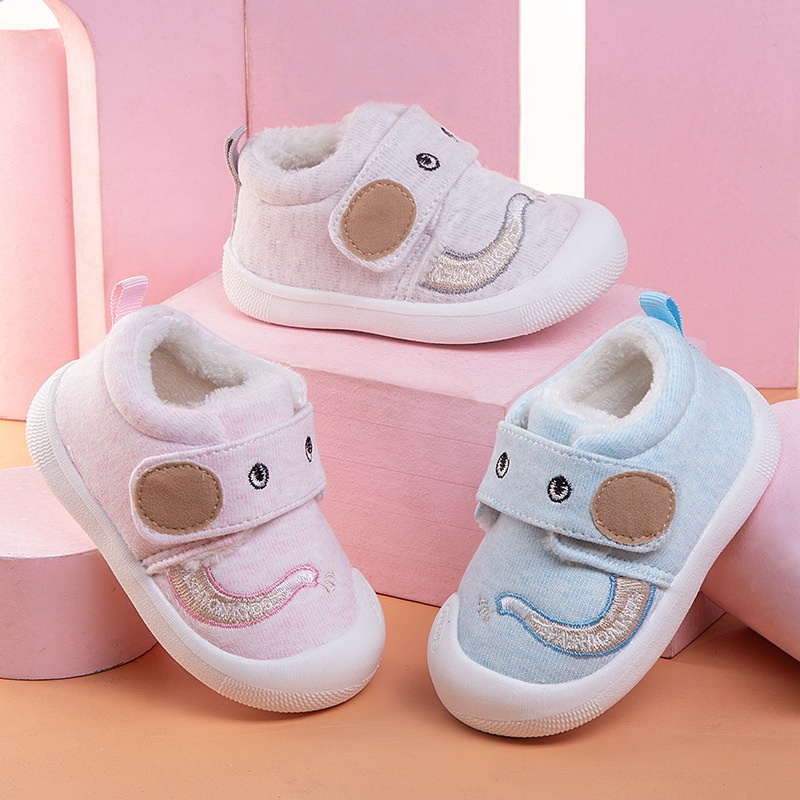 Baby Cotton Shoes Winter Toddler Shoes1 Year Old2 Cotton Plus Velvet Thickened Non-slip Anti-collision Wear-resistant2 Warm Large Cotton Soft Sole