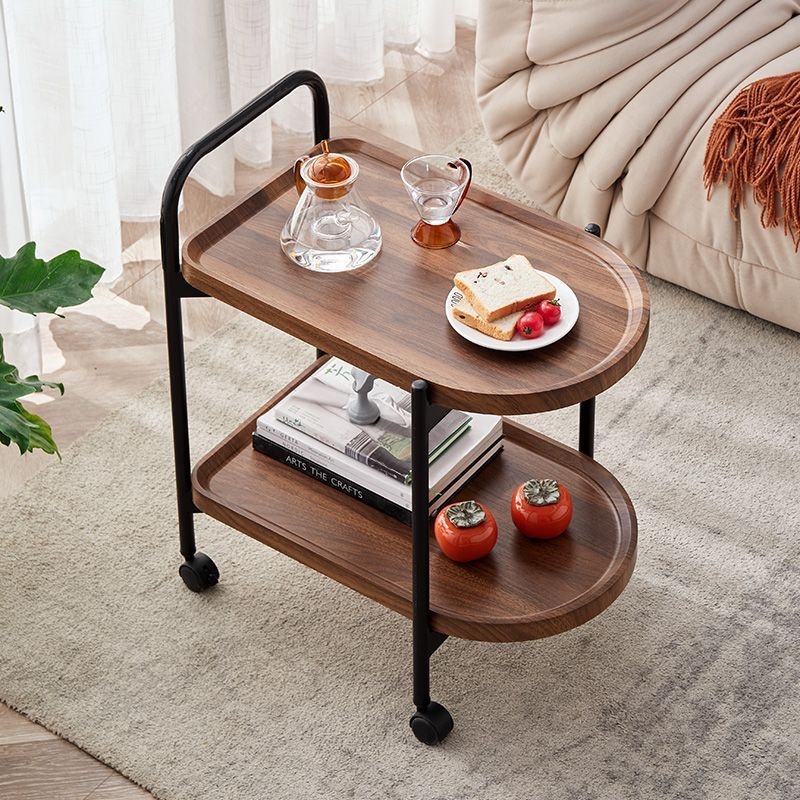 Vintage Nordic Style Sofa Side Table Black Bedside Table Light Luxury Modern Simple Living Room Small Coffee Table Mobile Trolley