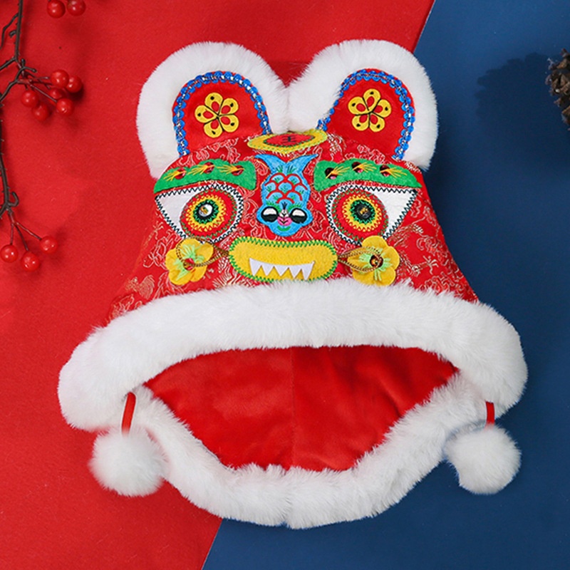 Autumn And Winter Infant Tiger Head Hat Chinese Style Photography Traditional Embroidery Baby Cotton Hat Year Photo Tang Suit Hat