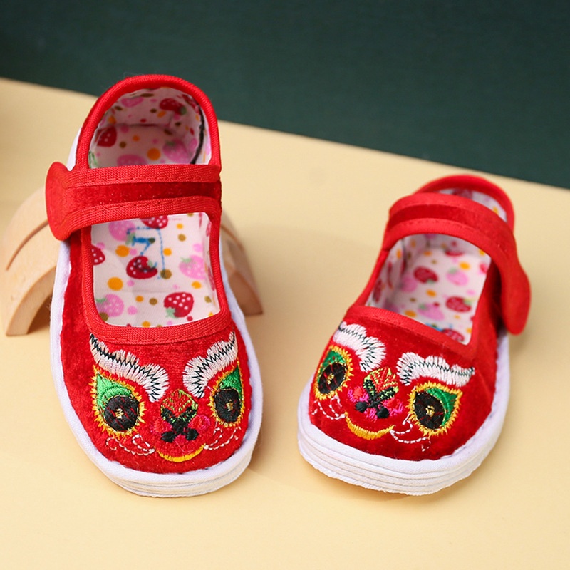 Spring And Autumn Tiger Head Shoes Children's Thousand-layer Cloth Shoes Boys And Girls Baby Embroidered Cat Head Shoes Toddler Shoes