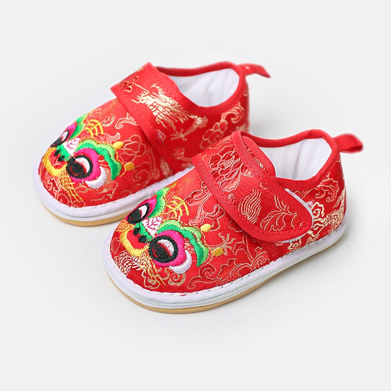 Style Baby Tiger Head Embroidery Full Rubber Sole Breathable And Comfortable Cotton Shoes Thousand-layer Bottom Cloth Shoes Baby Tiger Head Shoes