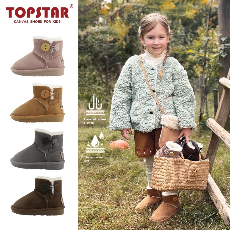 TOPSTARHigh-top Plus Velvet Snow Boots Children's Outdoor Non-slip Waterproof Cotton Shoes1312