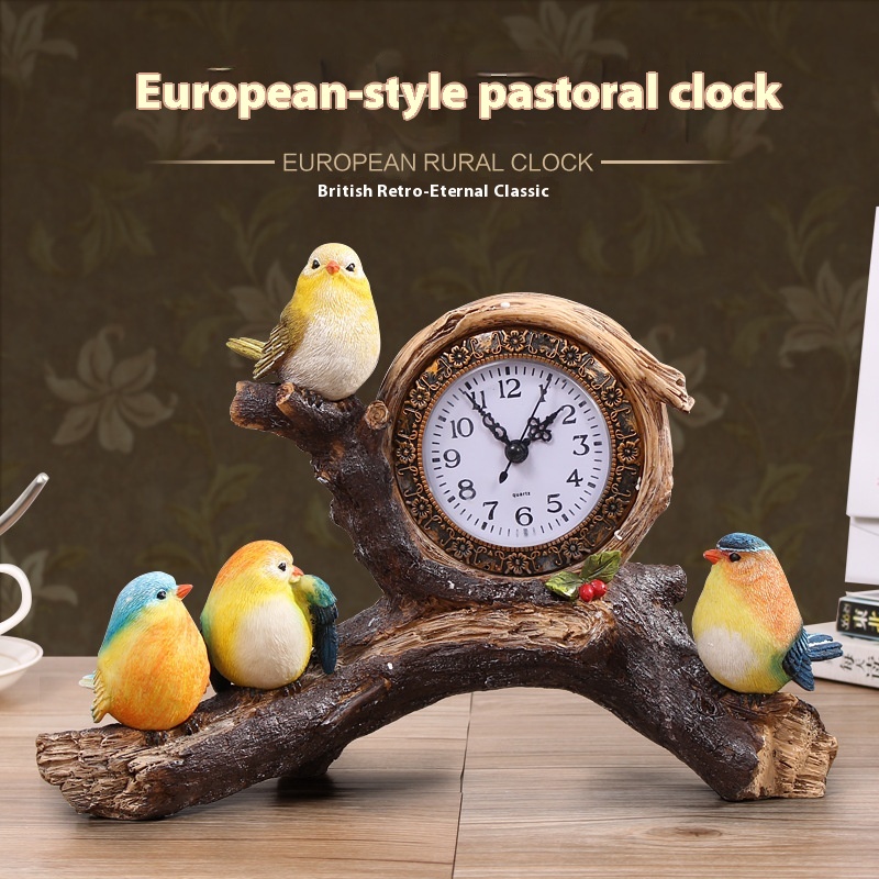 Decorative Home Fashion Clock Table Clock Creative Personality Bird Table Clock Living Room Bedroom Bedside Silent Clock Ornaments