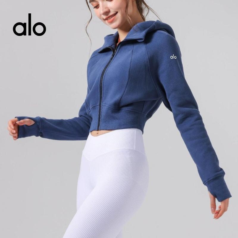 Alo Yoga Clothes Yoga Tops Women Autumn And Winter Hooded Fitness Sports Tops Plus Velvet Warm Loose Jacket Sweater