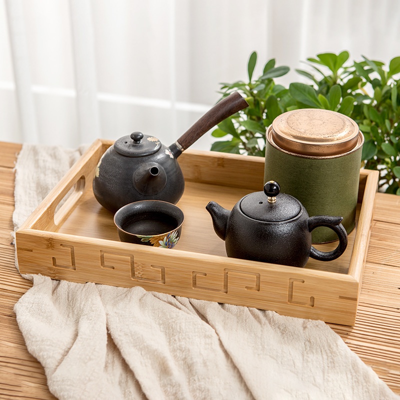 Wanzi Bamboo Tea Tray Squareulation Solid Wood Tray Fruit Bread Tray Home Tea Set Tea Tray