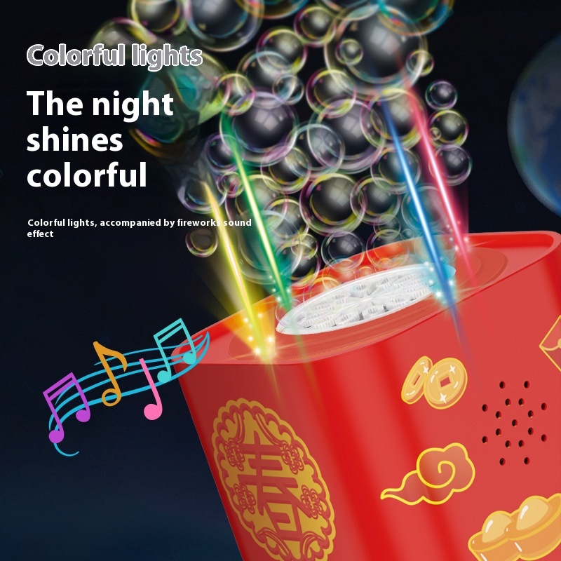 Fireworks Bubble Machine,Electric Bubble Toy With Lights,Music,And Firecracker Sounds,Automatic Bubble Maker For Kids