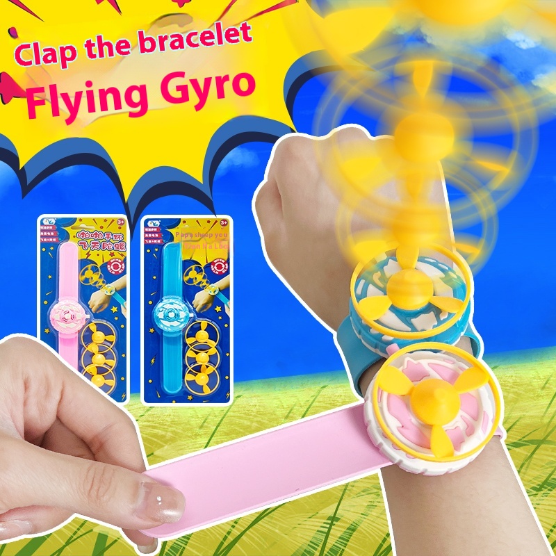 Papa Circle Bamboo Dragonfly Children's Watch Flying Saucer Papa Bracelet Launcher Ejection Rotating Frisbee Outdoor Boys And Girls