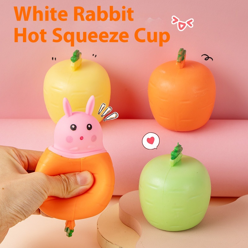 Douyin Squeeze Carrot White Rabbit Pinch Music Decompression Artifact Children's Interactive Venting Toy S