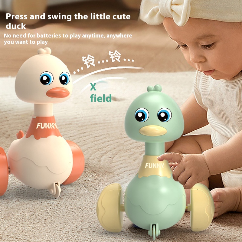 Boys And Girls Press And Swing Little Yellow Duck Early Education Educational Children's Toys Pull Back Inertia Car1 To2-3 Years Old