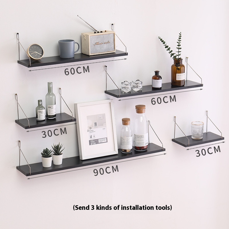 Wall Art Bookshelf Punch-free Wall Bedside Wall Hanging Wall Decoration Bedroom Wooden Bookshelf Multifunctional Partition