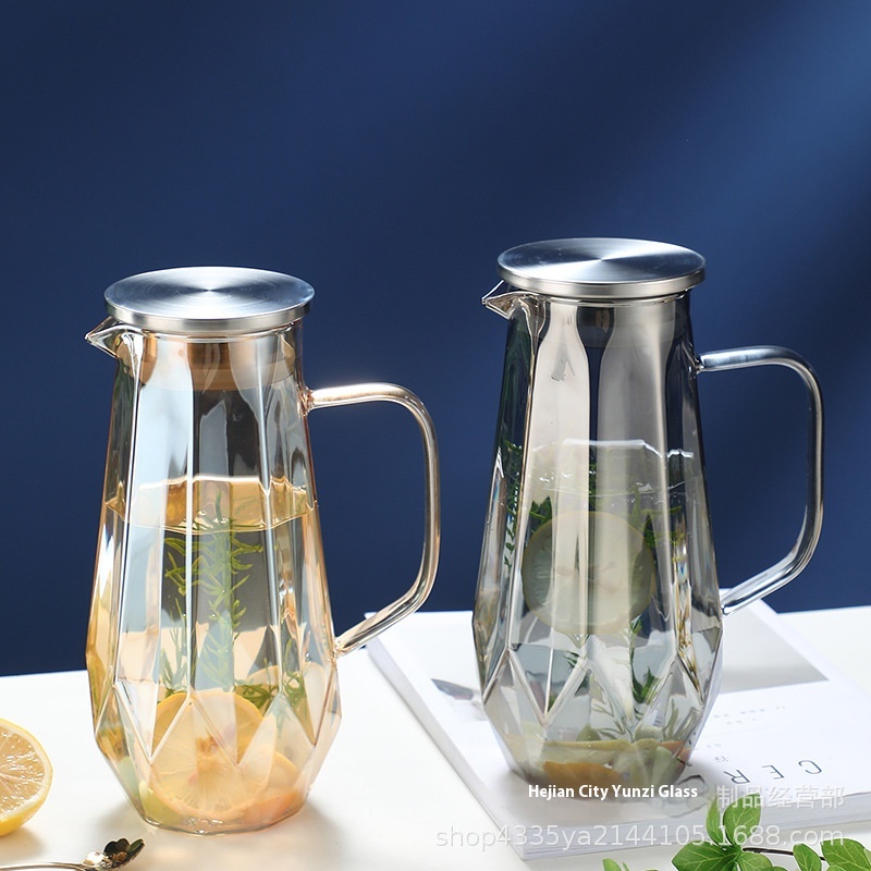 Diamond Cold Water Kettle Glass Cold Water Kettle High Temperature Resistant Household Teapot Heat Resistant Explosion-proof Cold Boiled Water Kettle