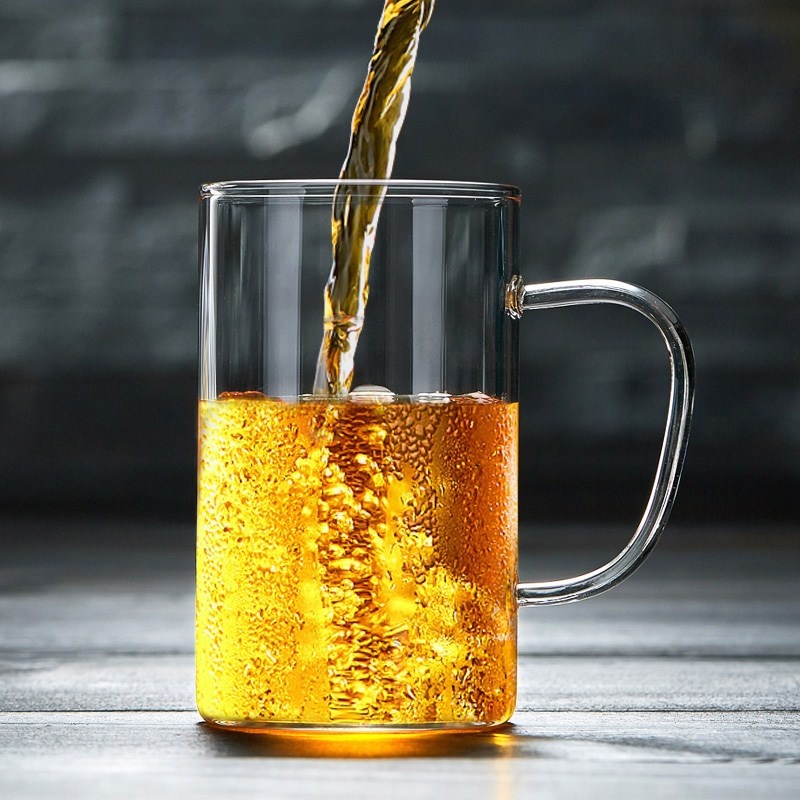 Simple Thickened Glass Cup With Handle For Office Transparent Tea Cup For Home Use