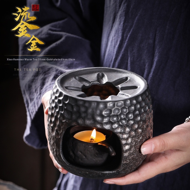 Japanese Gilded Iron Glaze Stoare Candle Warmer Tea Stove Handmade Retro Tea Maker Small Stove Teapotulation Base