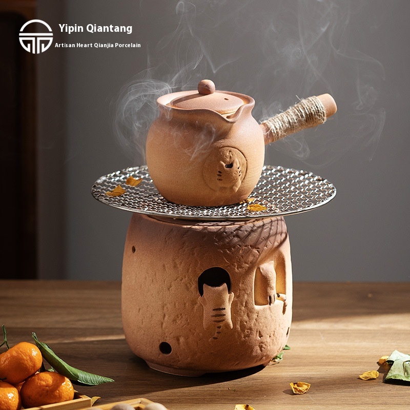 Teapot Retro Tea Set High-end Warm Tea Stove Candle Wood-burning Tea Stove Scented Tea Small Warm Tea Set Stove Tea Charcoal Burning