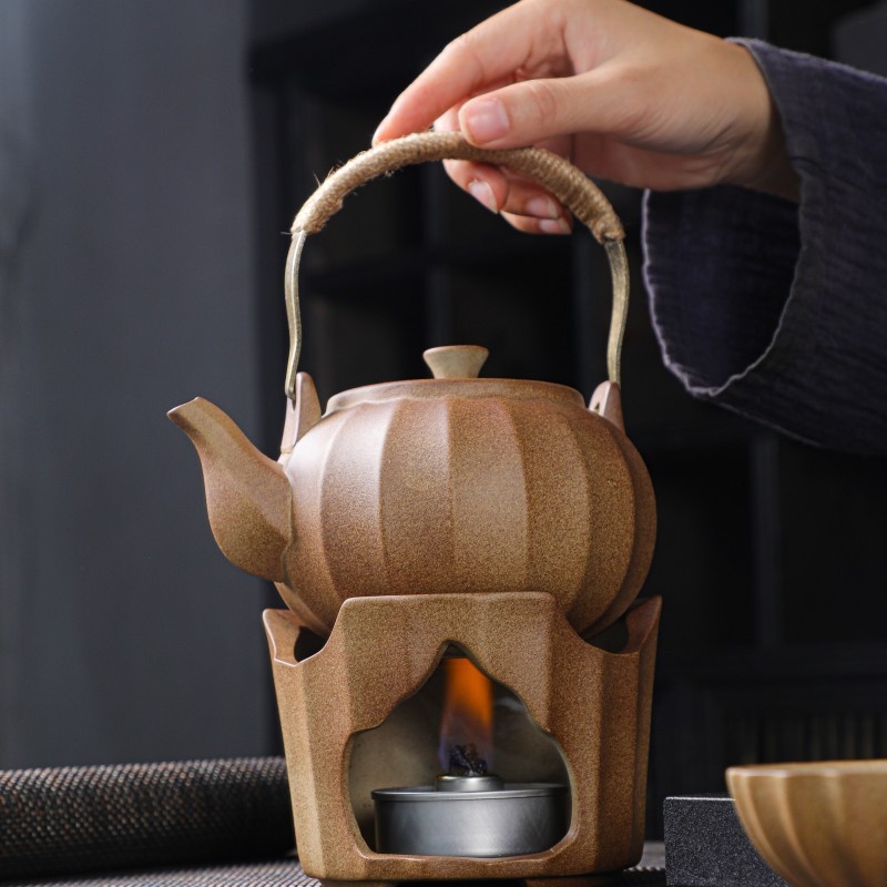 Stove Tea Set Wood-burning Pumpkin Pot Handle Pot Teapot Japanese Retro Warm Tea Stove Anti-kung Fu Tea Set