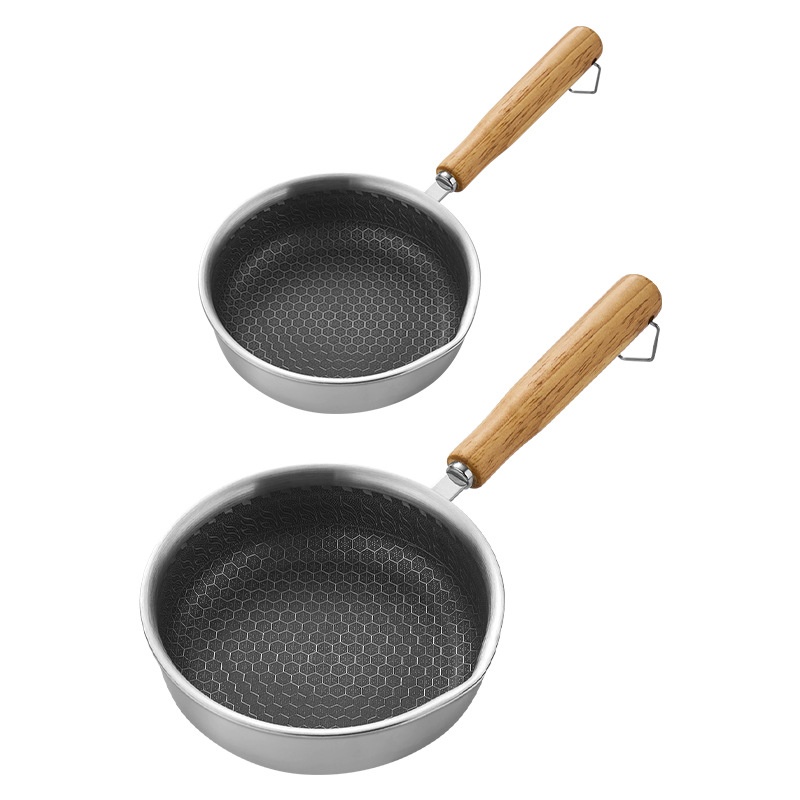 316 Stainless Steel Frying Pan Omelette Pan Non-stick Pan Deepen Multifunctional Mini Fried Steak Egg Small Frying Pan