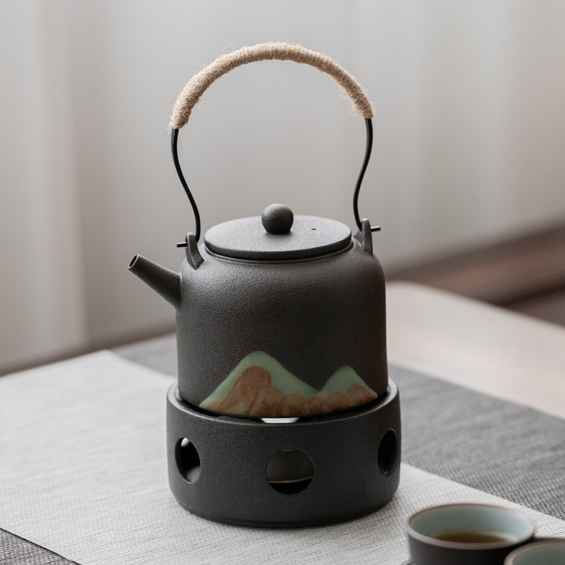 Japanese Style Mountain Handle Pot Teapot Ceramic Single Pot Household Tea Maker Teapot Kung Fu Tea Set Retro Tea Warmer