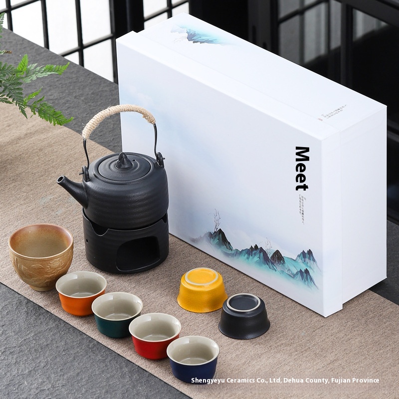 Tea Warmer Small Stove Candle Base Warm Tea Handle Pot Coarse Pottery Stove Boil Tea Teaware Gift