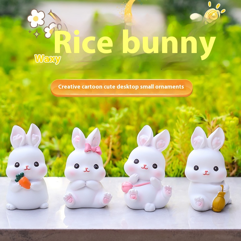 Glutinous Rice Rabbit Car Ornaments Cute Healing Network Celebrity Creative Car Interior Ornaments Car Ornaments Cartoon Rabbit