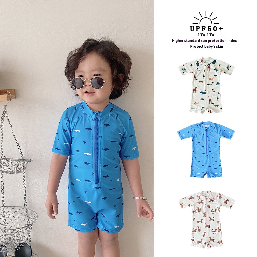 Children's Long-sleeved Quick-drying Sunscreen Swimsuit Style Boy One-piece Swimsuit Quick-drying Baby Swimsuit