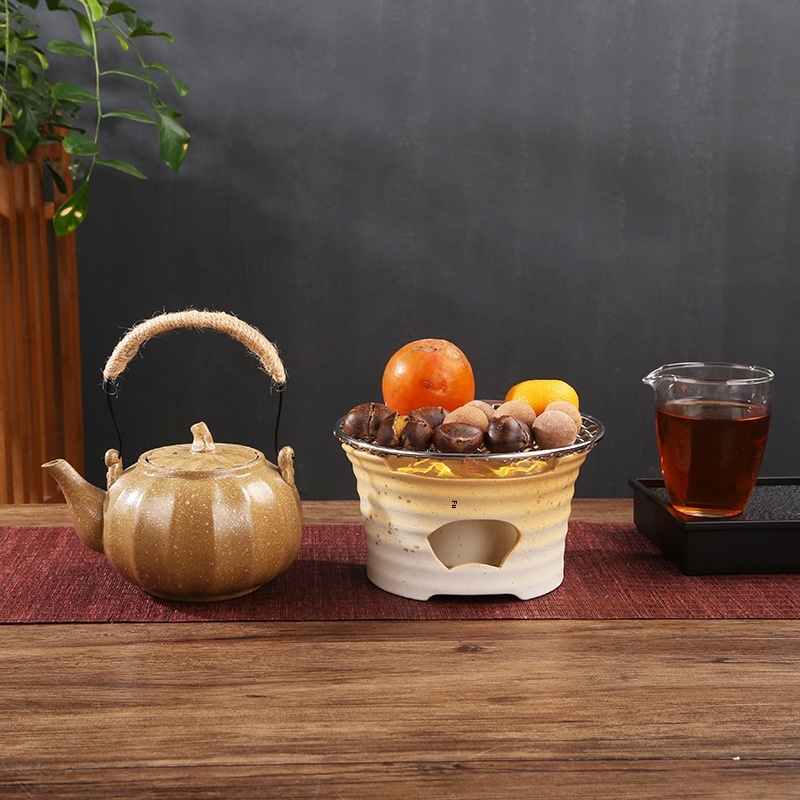 Cooking Tea Around The Stove Indoor Alcohol Candle Warm Tea Stove Teapot Outdoor Open Fire Tea Cooker Net Celebrity Ceramic Charcoal Stove Tea Set