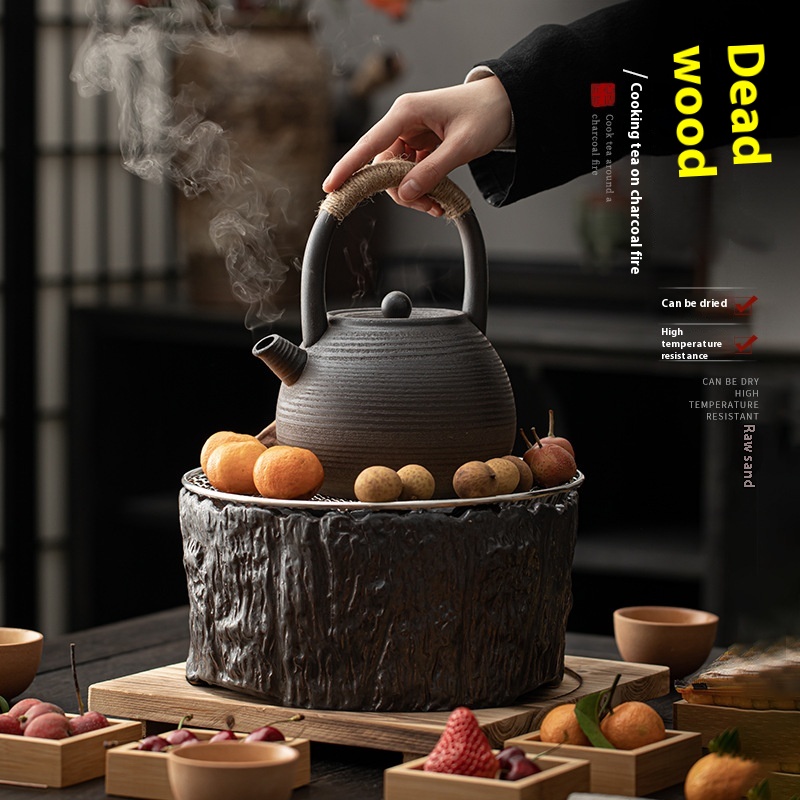 Retro Pottery Pot Charcoal Stove For Boiling Tea,Teapot Set,Coarse Pottery,Open Fire Charcoal Burning,Warm Tea Stove,Charcoal Stove