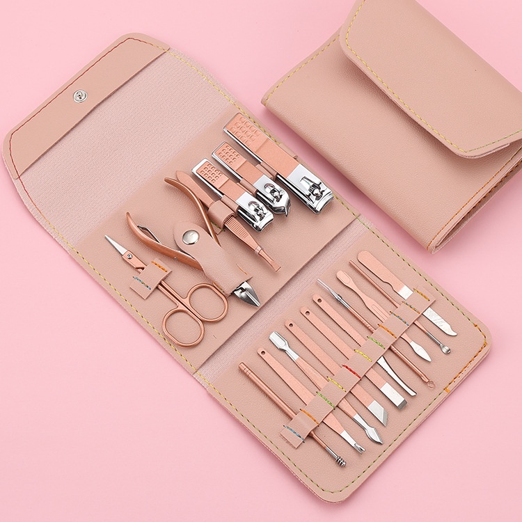 Nail Clipper16-piece Set Rose Gold Folding Bag Nail Clipper Beauty Tool Set Nail Clipper Gift Set
