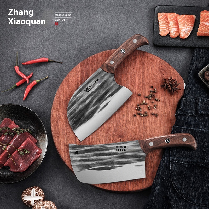 Zhang Xiaoquan Kitchen Knife Household Round Head Bone Cutting Knife Vegetable Cutting Fish Killing Knife Forging Hammer Pattern Bone Cutting Tool Flagship Store