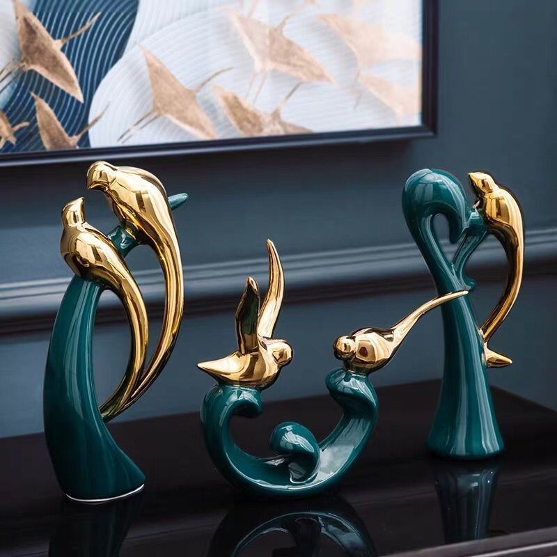 Nordic Light Luxury Creative Wine Cabinet Decoration Ceramic Bird Ornaments Home Accessories Bookshelf Living Room Partition Cabinet Decoration